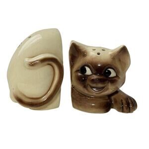 Vintage Siamese Cat Salt & Pepper Shakers Ceramic Japan